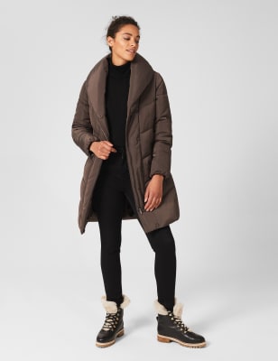 grey puffer coat long