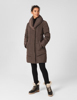 brown puffer jacket long