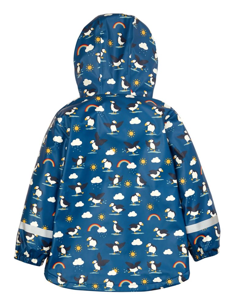 Puffin Print Hooded Fleece Lined Raincoat ( 1 - 10 Yrs) 2 of 4