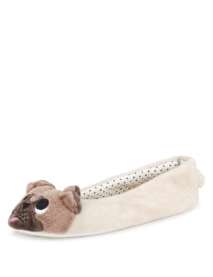 Ladies hot sale pug slippers