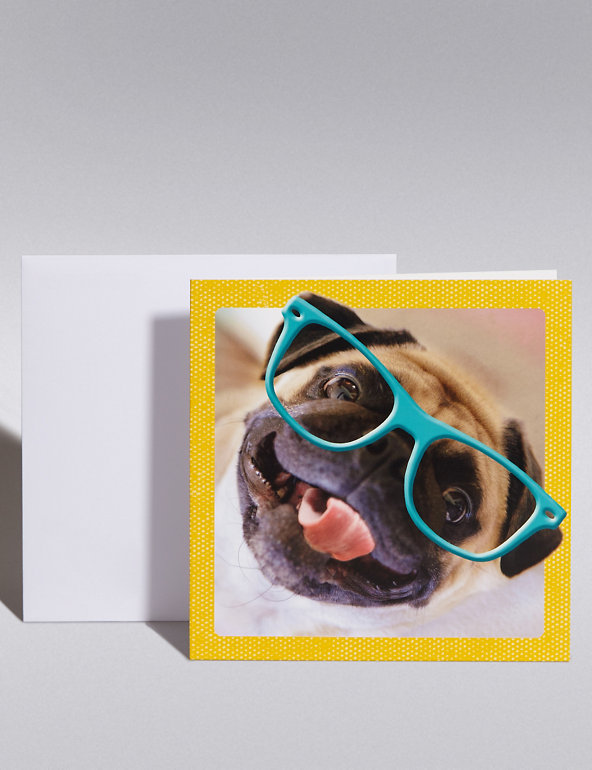 Pug Wearing Glasses Blank Card Image 1 of 1
