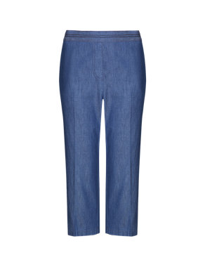 Pull On Cropped Denim Trousers Image 2 of 4