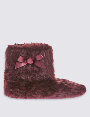 Pull On Faux Fur Slipper Boots Image 2 of 6