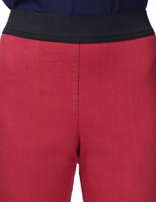 red pull on jeggings