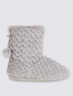 Sequin shop slipper boots