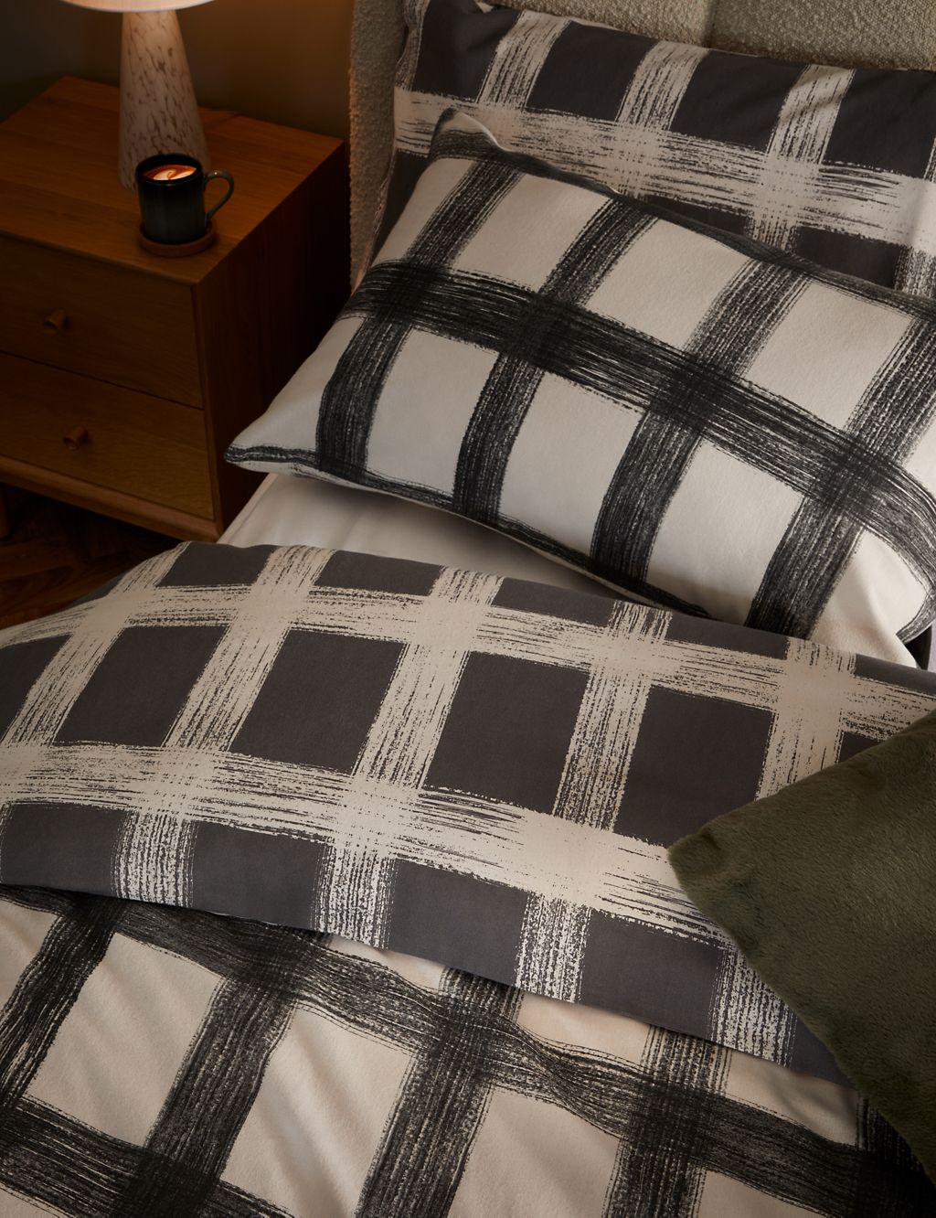 Pure Brushed Cotton Check Bedding Set 2 of 4
