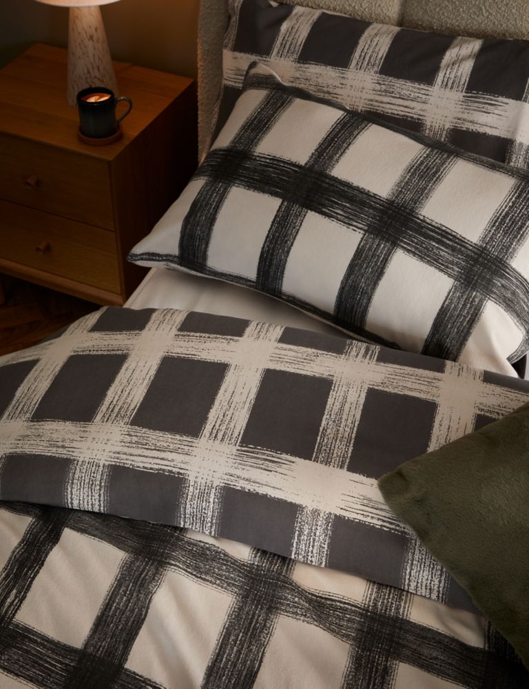 Pure Brushed Cotton Check Bedding Set 3 of 4