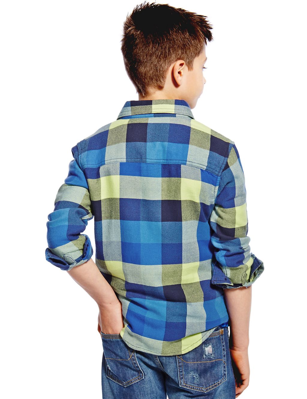 Pure Brushed Cotton Checked Shirt (5-14 Years) 2 of 4