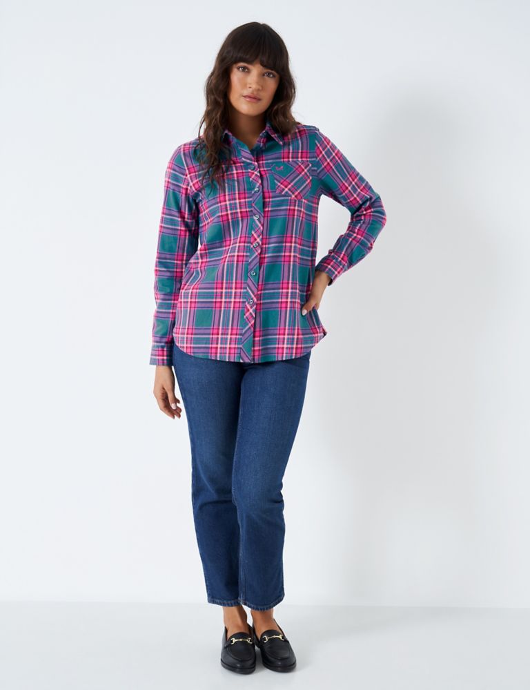 Pure Brushed Cotton Checked Shirt 3 of 5