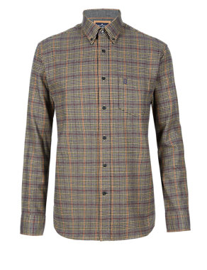 Pure Brushed Cotton Heritage Checked Thermal Twill Shirt Image 2 of 3