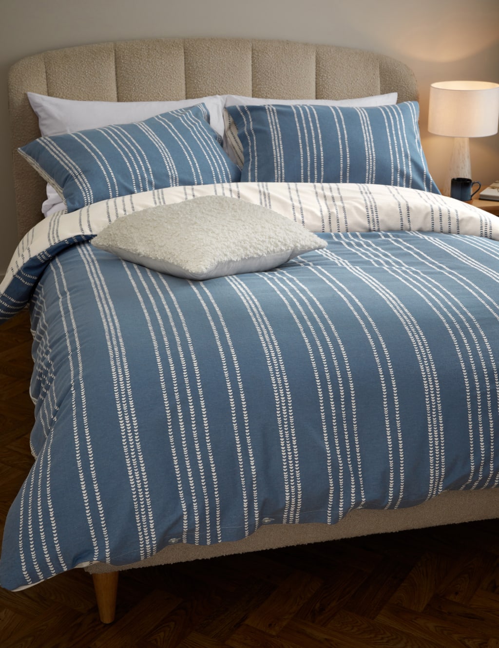 Pure Brushed Cotton Stripe Bedding Set M&S Collection M&S