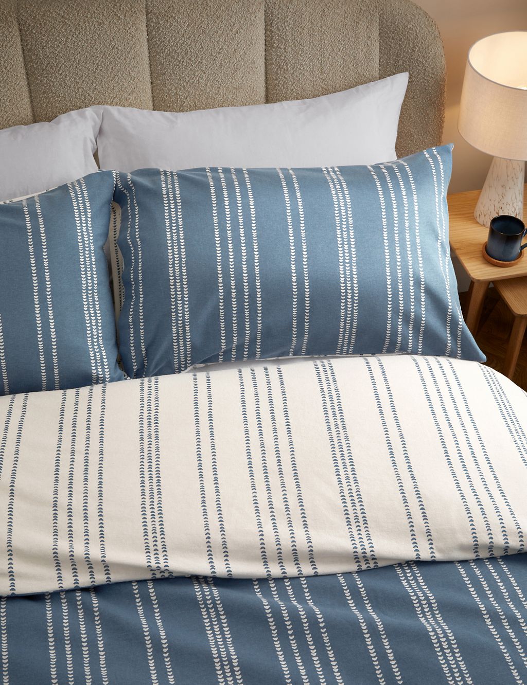 Pure Brushed Cotton Stripe Bedding Set 2 of 3