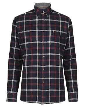 Pure Brushed Cotton Thermal Twill Checked Shirt Image 2 of 4