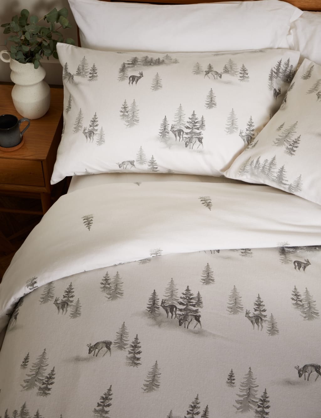 Pure Brushed Cotton Woodland Deer Bedding Set M&S Collection M&S