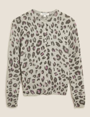 Pure Cashmere Animal Print Crew Cardigan Autograph M S