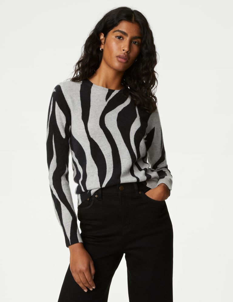 Pure Cashmere Animal Print Crew Neck Jumper Autograph M S