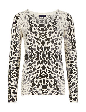 Pure Cashmere Animal Print Jumper Image 2 of 4