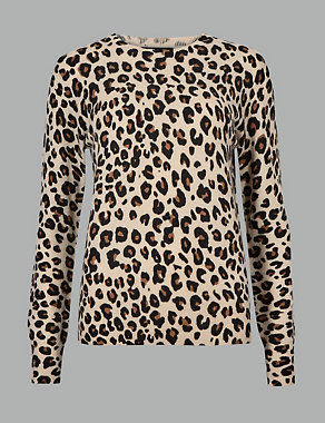 Pure Cashmere Animal Print Jumper Image 2 of 5