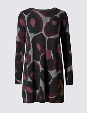 Pure Cashmere Animal Print Knitted Tunic Image 2 of 4