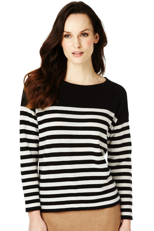 Pure Cashmere Block Striped Knitted Tunic Image 1 of 1
