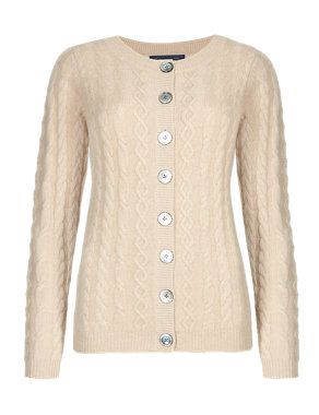 Pure Cashmere Cable Knit Cardigan Image 2 of 4