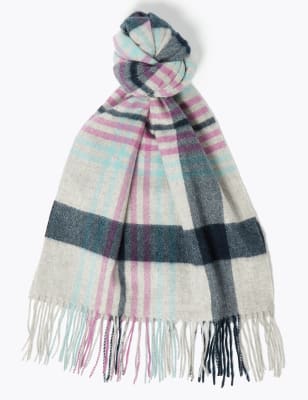 Pure Cashmere Checked Scarf | Autograph | M&S