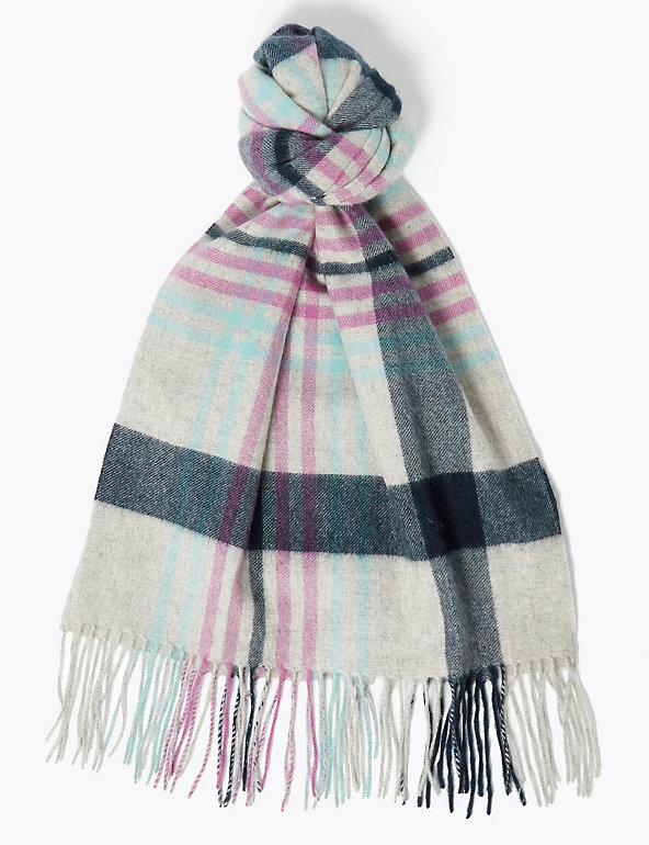 Pure Cashmere Checked Scarf Image 1 of 2