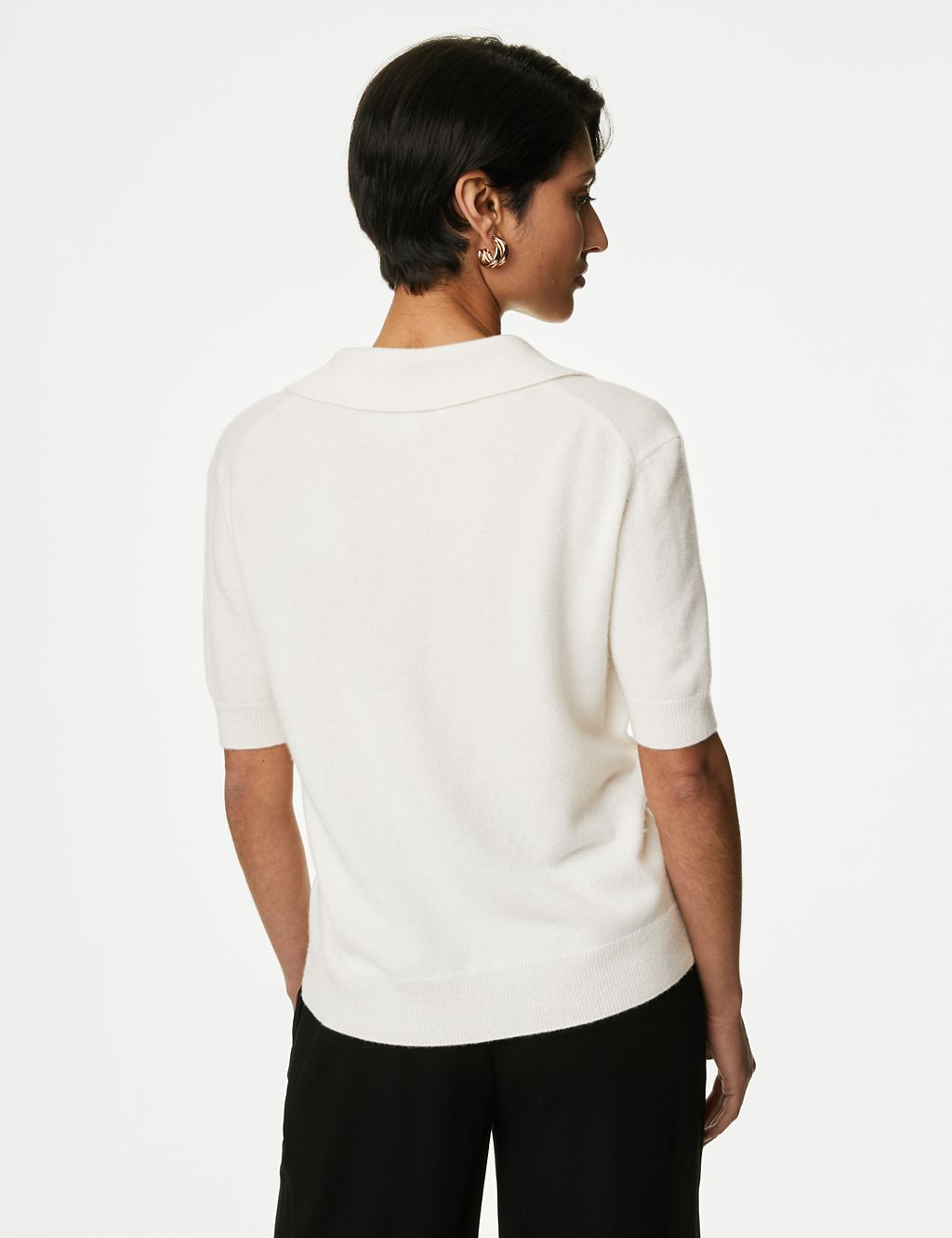 Pure Cashmere Collared Knitted Top 5 of 8