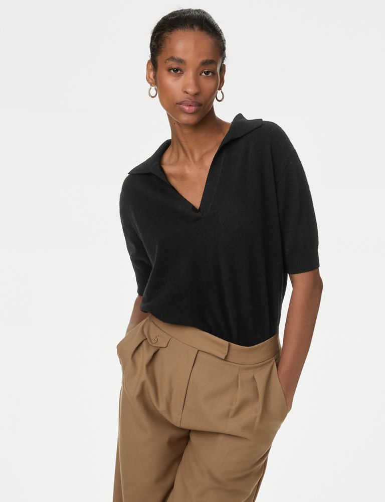 Pure Cashmere Collared Knitted Top | Autograph | M&S