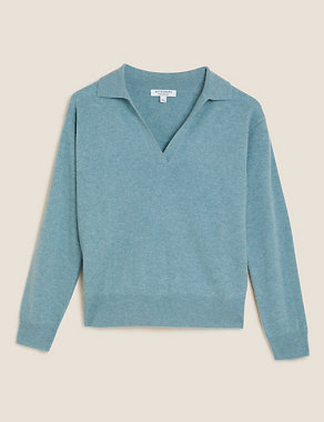 Pure Cashmere Collared Relaxed Jumper Image 2 of 8