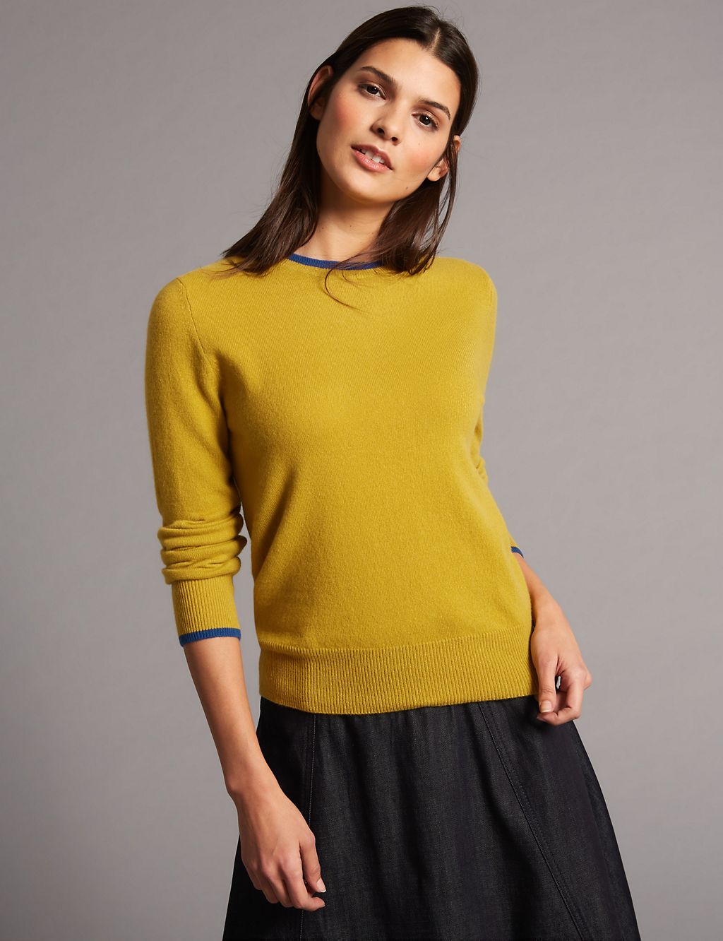 Pure Cashmere Contrasting Edge Jumper 2 of 5
