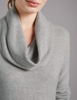 Pure Cashmere Cowl Neck Sweater