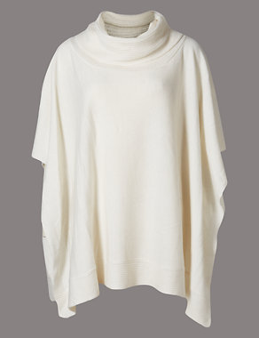 Pure Cashmere Cowl Neck Poncho Image 2 of 5
