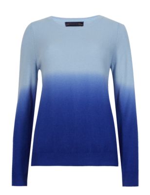 Pure Cashmere Dip Dye Jumper Image 2 of 4