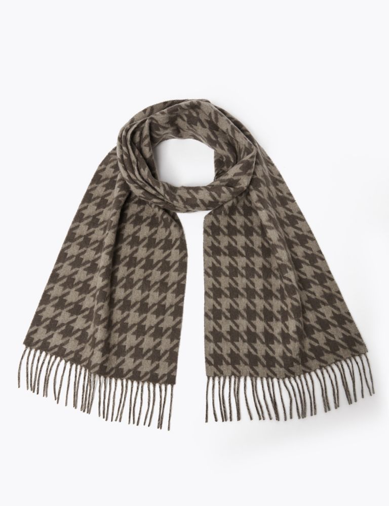 Pure Cashmere Dogtooth Scarf 1 of 4