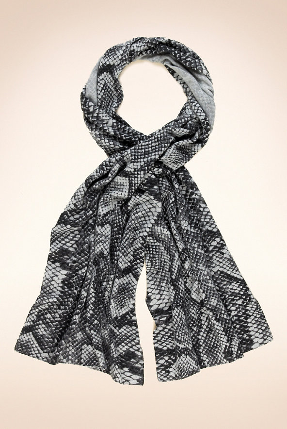 Pure Cashmere Faux Snakeskin Print Scarf Image 1 of 2