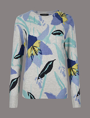 Pure Cashmere Floral Print Jumper Image 2 of 4