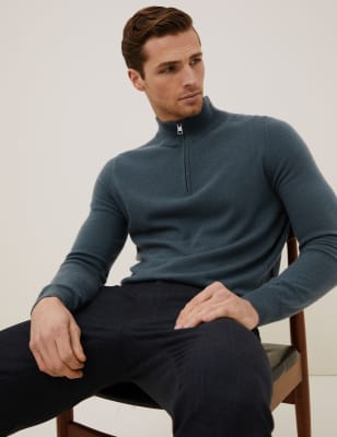 cashmere half zip sweater mens