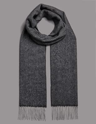 Mens Cashmere Herringbone Scarf