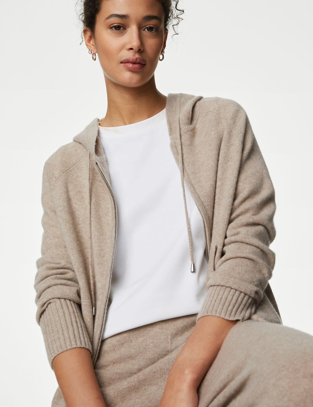 Pure Cashmere Knitted Relaxed Hoodie 2 of 6