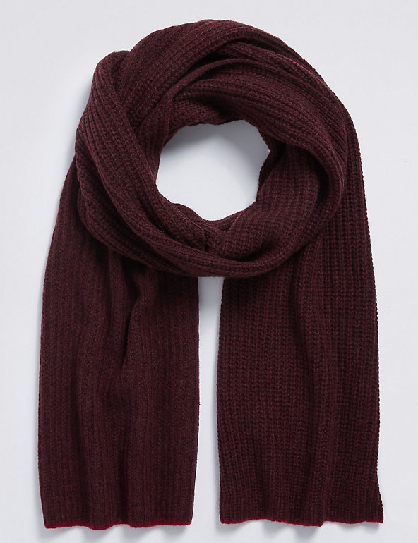 Pure Cashmere Knitted Rib Scarf Image 1 of 2
