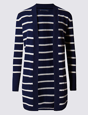 Pure Cashmere Longline Striped Cardigan Image 2 of 4