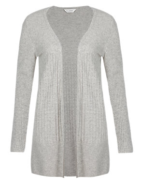 Pure Cashmere Pointelle Ribbed Long Cardigan Image 2 of 4