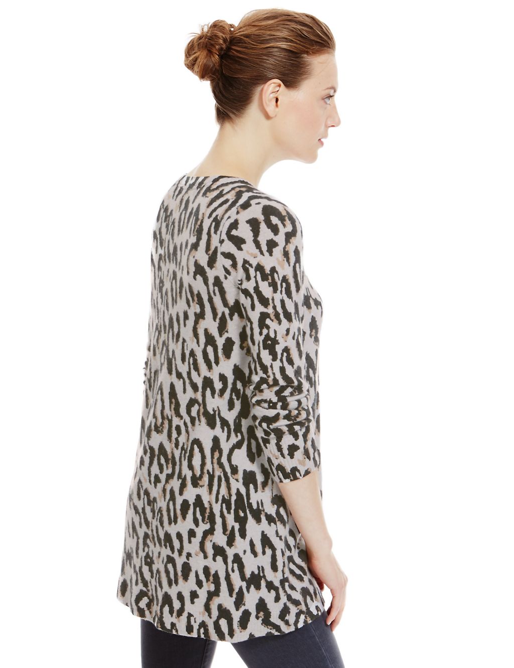 Pure Cashmere Ribbed Animal Print Knitted Tunic 4 of 4