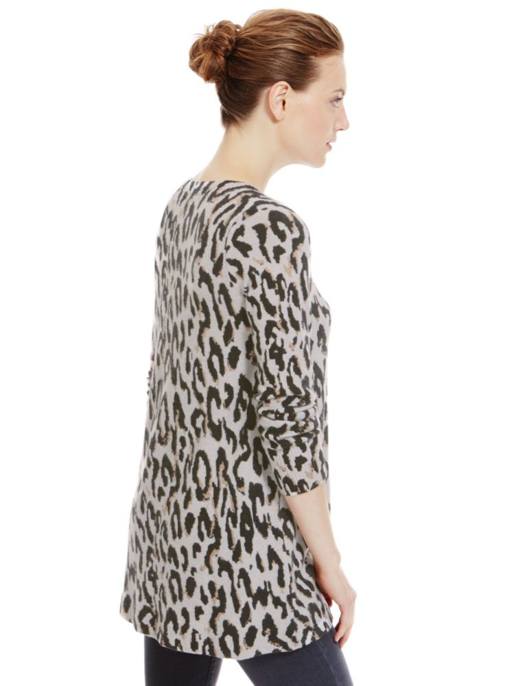 Pure Cashmere Ribbed Animal Print Knitted Tunic 4 of 4