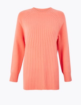 Pure Cashmere Ribbed Longline Jumper