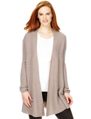 Pure Cashmere Ribbed Swing Cardigan M S