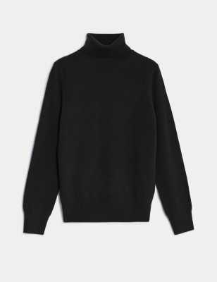 Ladies black cashmere polo neck online jumper