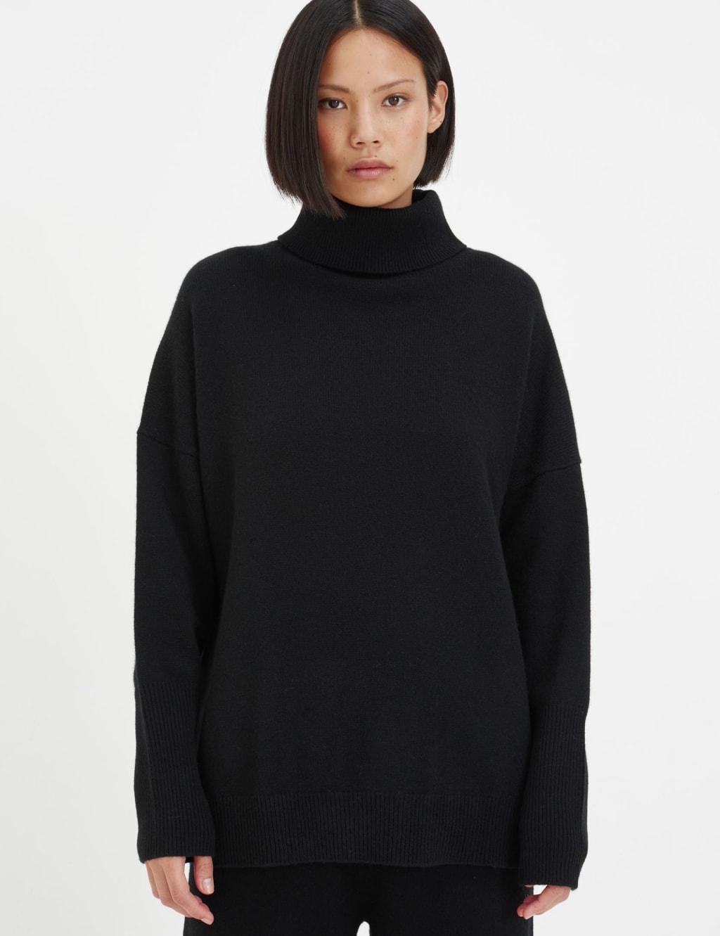 Oversized black clearance polo neck jumper