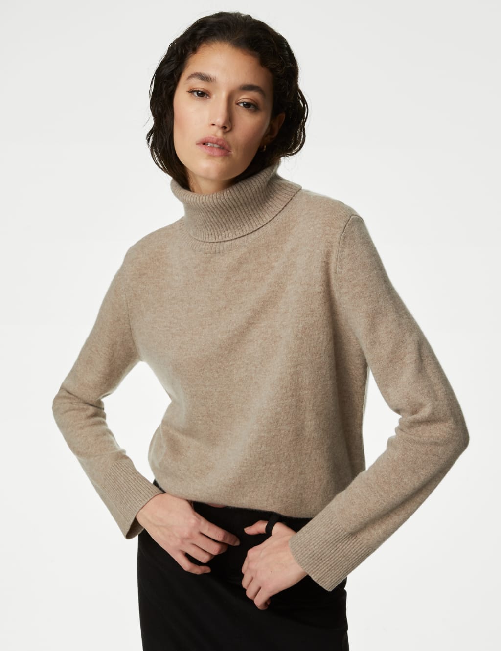 Pure cashmere polo neck sweater new arrivals